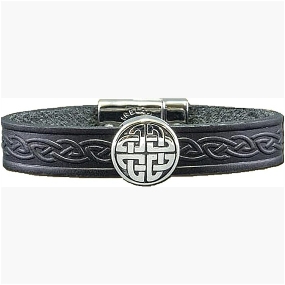 Leather Celtic Cuff Bracelet with Eternal Knot Charm